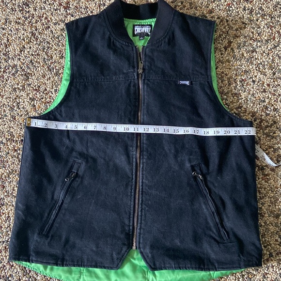 CREATURE brand Black denim vest with neon green lining - Picture 7 of 8